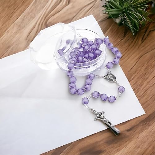 Terço Cristal Acrílico Nossa Senhora das Graças Lilás