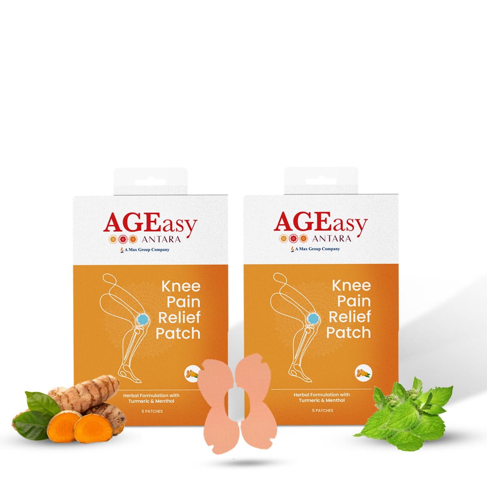 AGEasy (Max Group) Pain Relief Patches (2 x Pack of 5) | Powerful & Fast-Acting Formula with Goodness of Turmeric | Ergonomically Shaped for Joints | Knee and Back Pain Relief Products (Pack of 10) (B0CNTX3KSN) Amazon Price History, Amazon Price Tracker