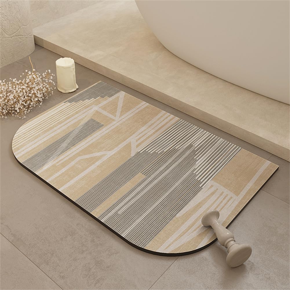 Badkamer badmat tapijt, douchemat antislip, super absorberende vloermat badkamer tapijt matten antislip wasbaar 100 x 150 cm grote sneldrogende badmat voor douche badkuip deur thuis keuken, steen