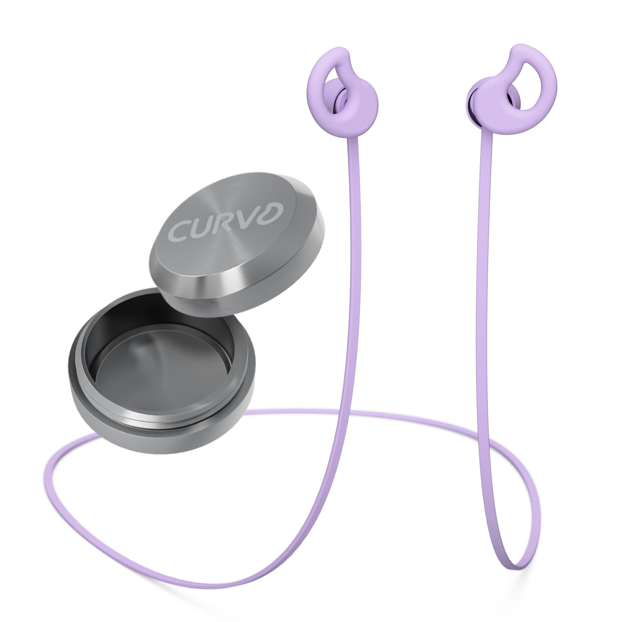 CURVD Silicone Earplugs + Lanyard Bundle, Ear Plugs for Sleeping, Noise Cancelling, Reusable Earplugs for Sleep, Concerts, Noise Sensitivity, Work, & Hearing Protection (Purple)