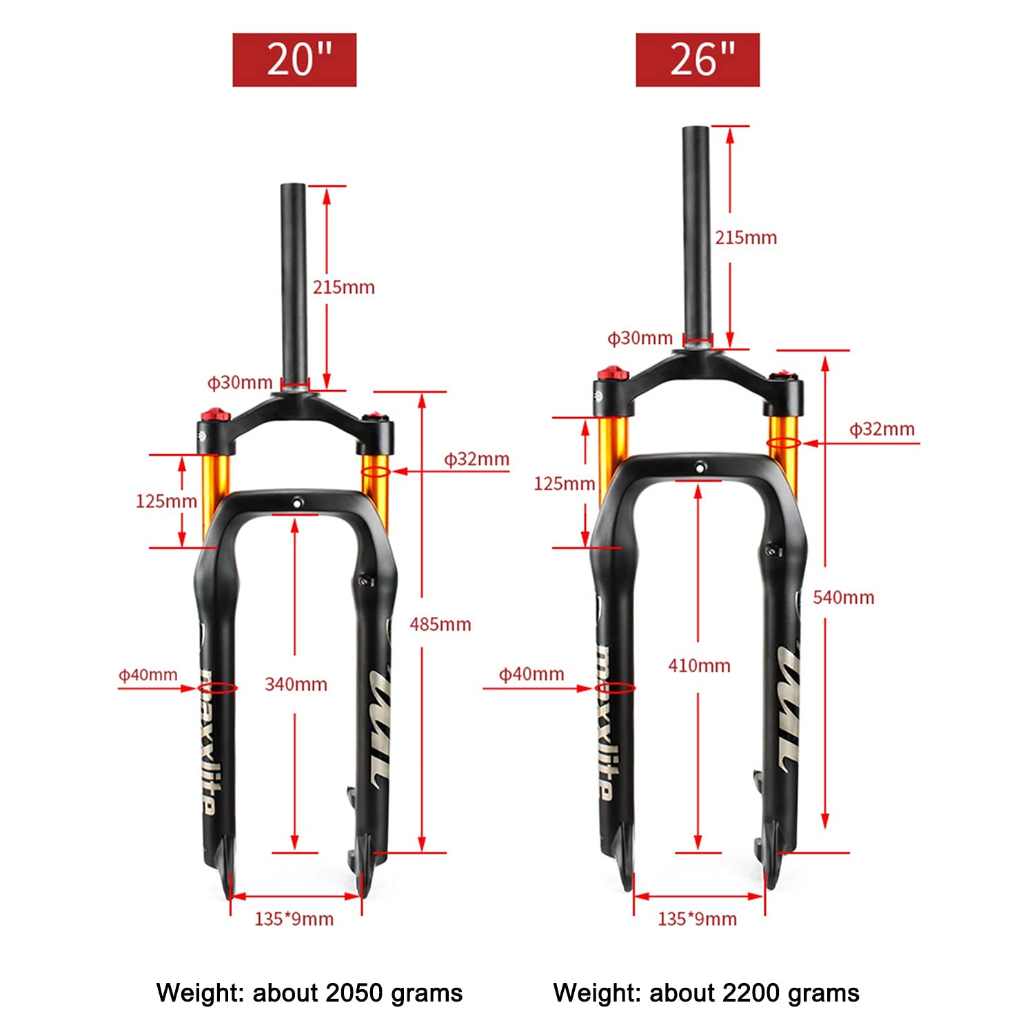Amazon.co.jp: エアファットフォーク 20 26 インチアルミ合金 MTB