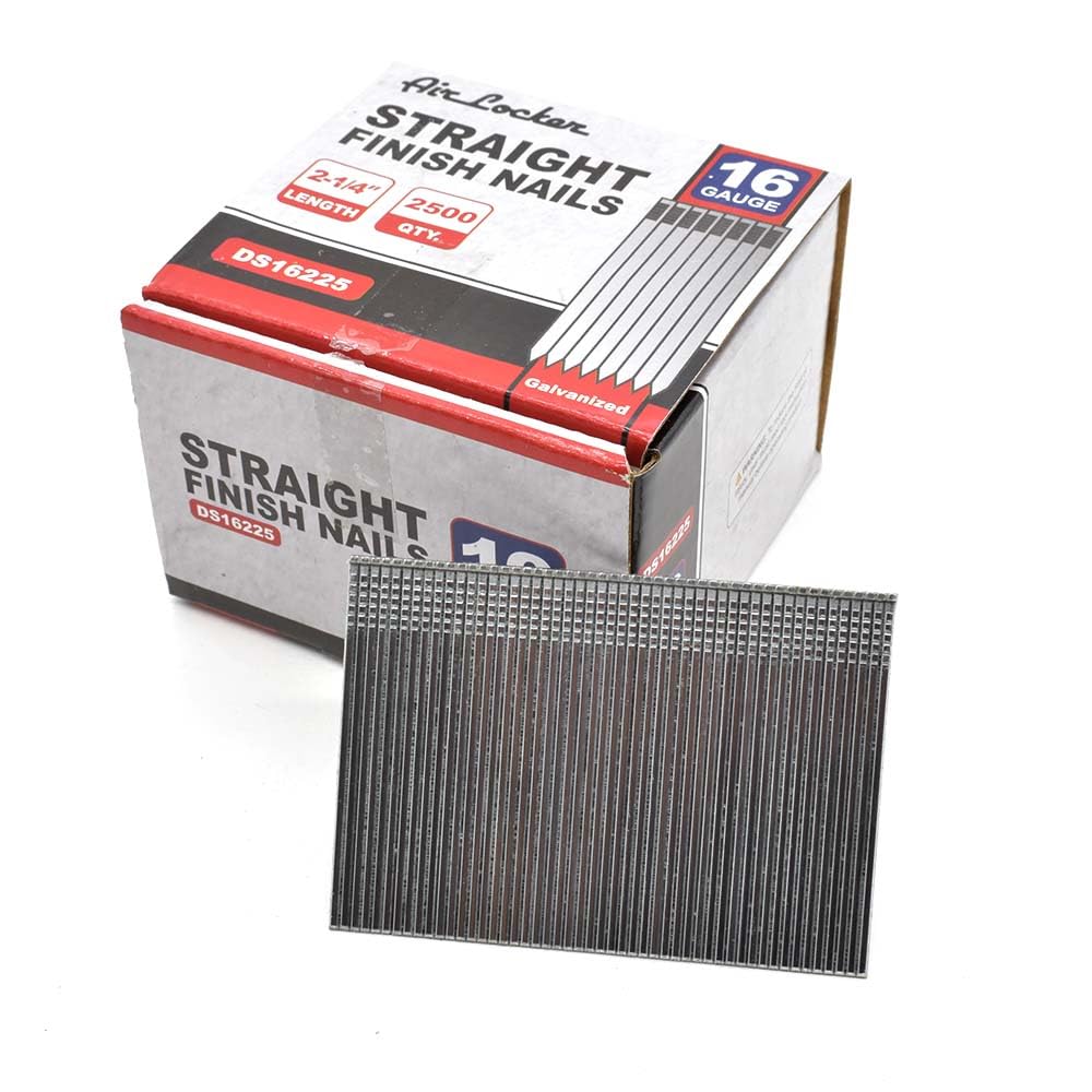 Clous de finition droits 16 gauge Air Locker DS16225 pour éviter les fissures