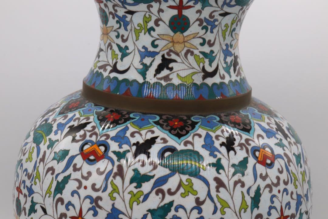 岐No33 中国七宝焼　大瓶　銘あり　アンティーク　送料込み0504 岐No33 中国七宝焼 大瓶 銘あり アンティーク 送料込み0504