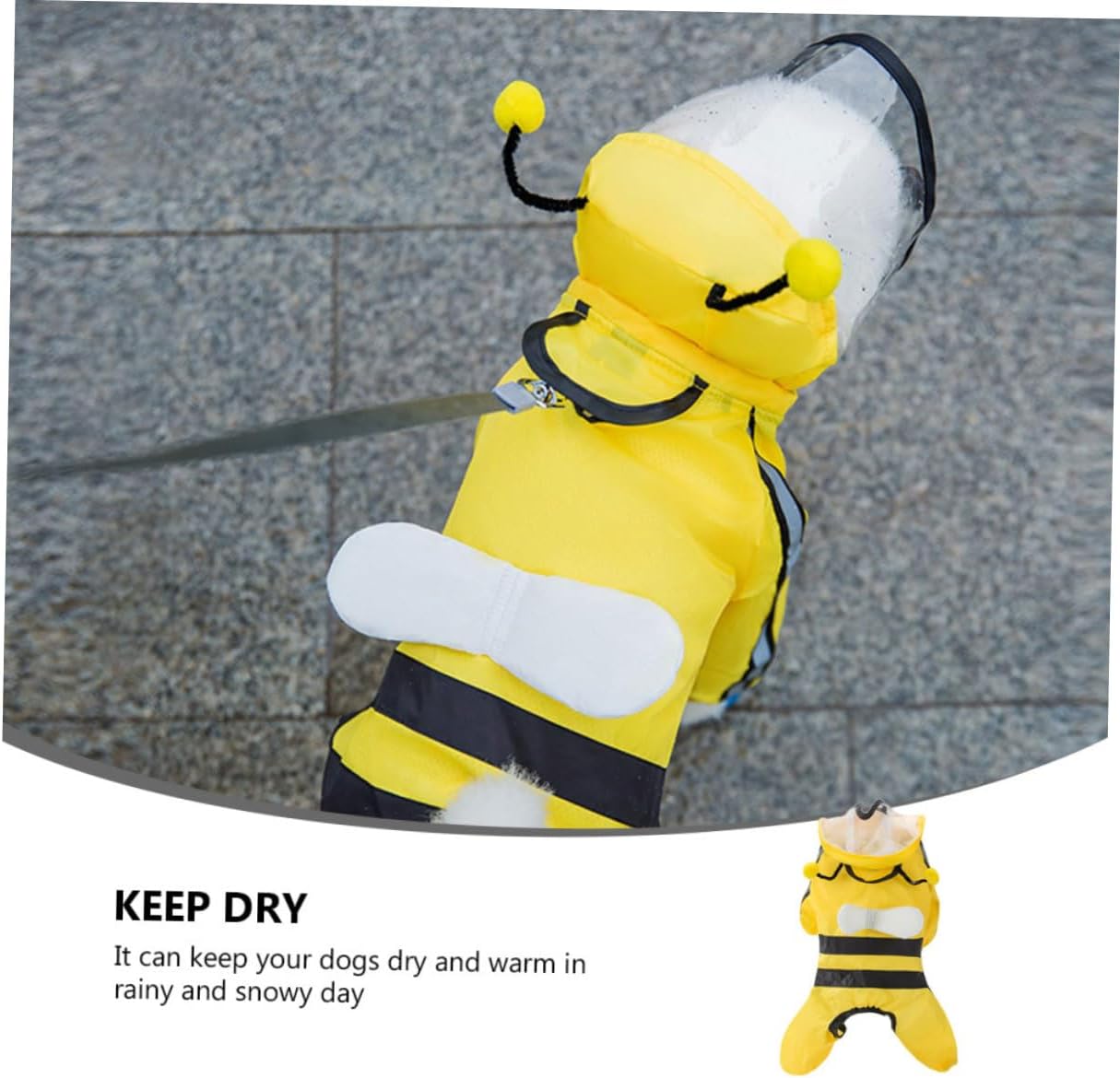 Kisangel Pet Bee Shaped Raincoat Waterproof Puppy Rain Gear Hooded Slicker for Small to Medium Dogs XXL, Stylish Dog Poncho for Outdoor Use