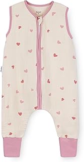 Ehrenkind® Baby Sommerschlafsack mit Füßen Musselin 0.5 TOG | aus weicher OEKO-TEX zertifizierter Bio-Baumwolle | Sommer Baby Schlafsack 0.5 TOG Gr. 80 Farbe Natur Herzen