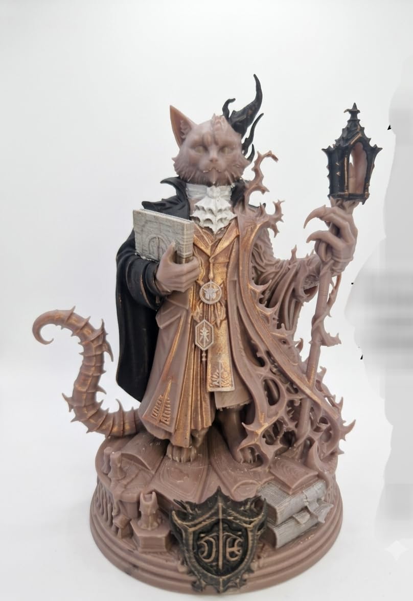 Statuette chat gothique mystique 18 cm fait main style fantastique