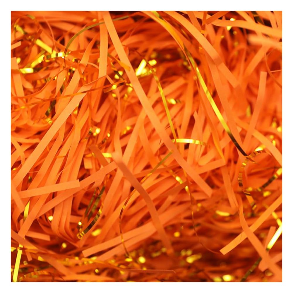 Papier déchiqueté pour boîtes-cadeaux, Papier de soie pailleté multicolore avec fils dorés, 500 g à 1000(Oranje,1000 g)