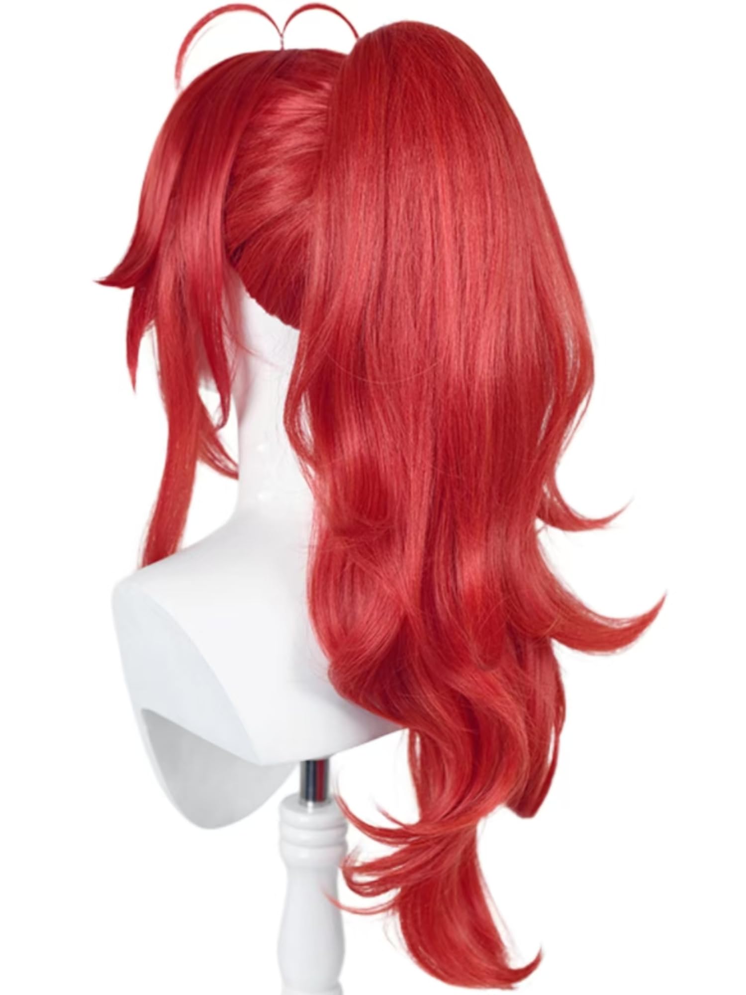 Amazon.com: Half and Half Red Curly Anime Ponytail Wig with 