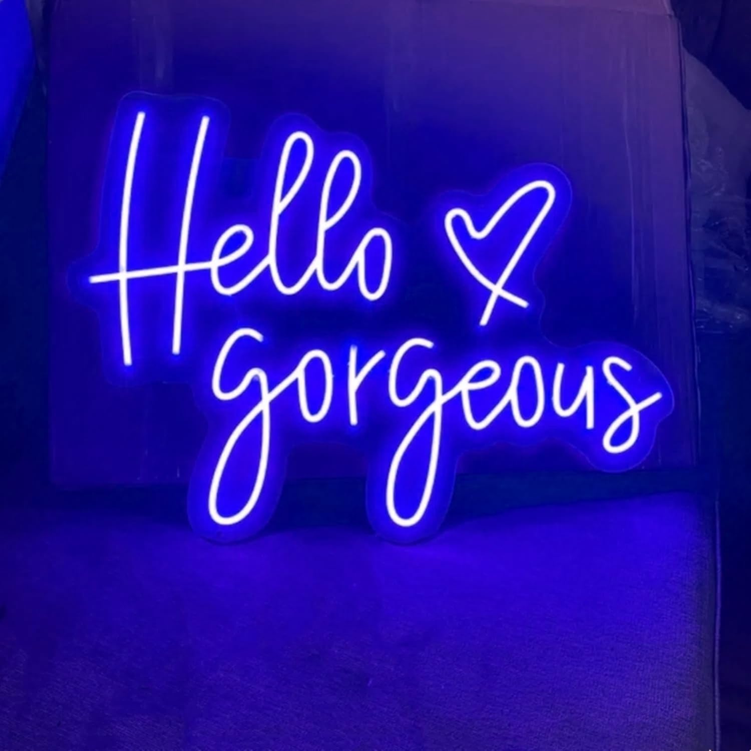 HFHungkeong Hello Gorgeous Neon Sign,LED Blue Neon Hello Sign Decorative Art Lamp with Dimmable Switch Suitable for Home Wedding Birthday Backdrop Party,17x10In,Usb Powered(Blue Hello Gorgeous)