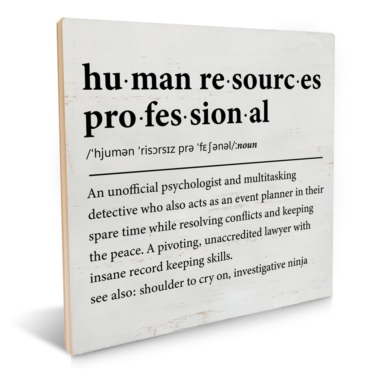 Human Resources Gifts Funny HR Gift Wooden Sign Human Resources Professional Definition Wood Signs Plaque Keepsake Home Office Desk Decor 5 X 5 Inches
