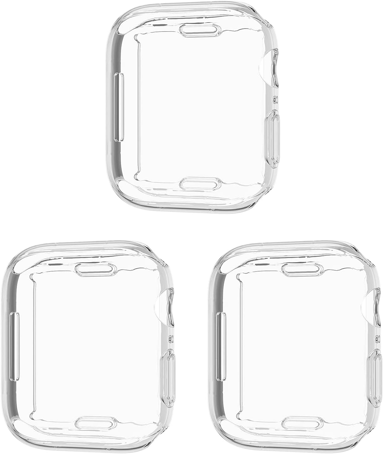 Cuteey 3 Pack Compatible for Apple Watch Series 7 41mm Screen Protector Case, All Round Full Protection TPU Cover Bumper for Apple Watch 7 Accessorries (Black/Silver/Rosegold/Pink/Clear, 42 mm)