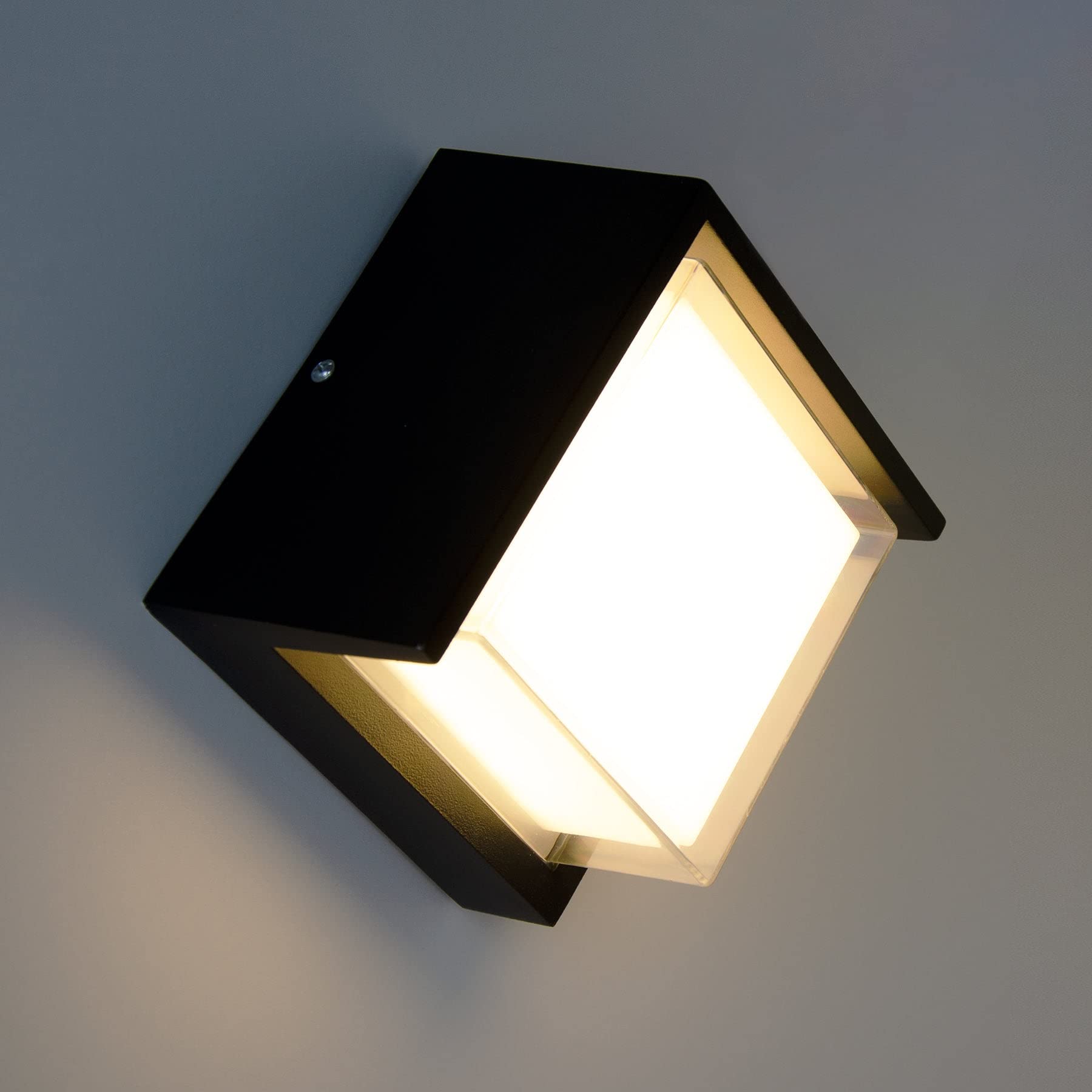 G.w.s Warm White (3000K) - Sq G.w.s® 12W Black Modern Led Sconce Ip54 Indoor/Outdoor Square Wall Light Warm White 3000K (Wl-C-Sq-Ww)
