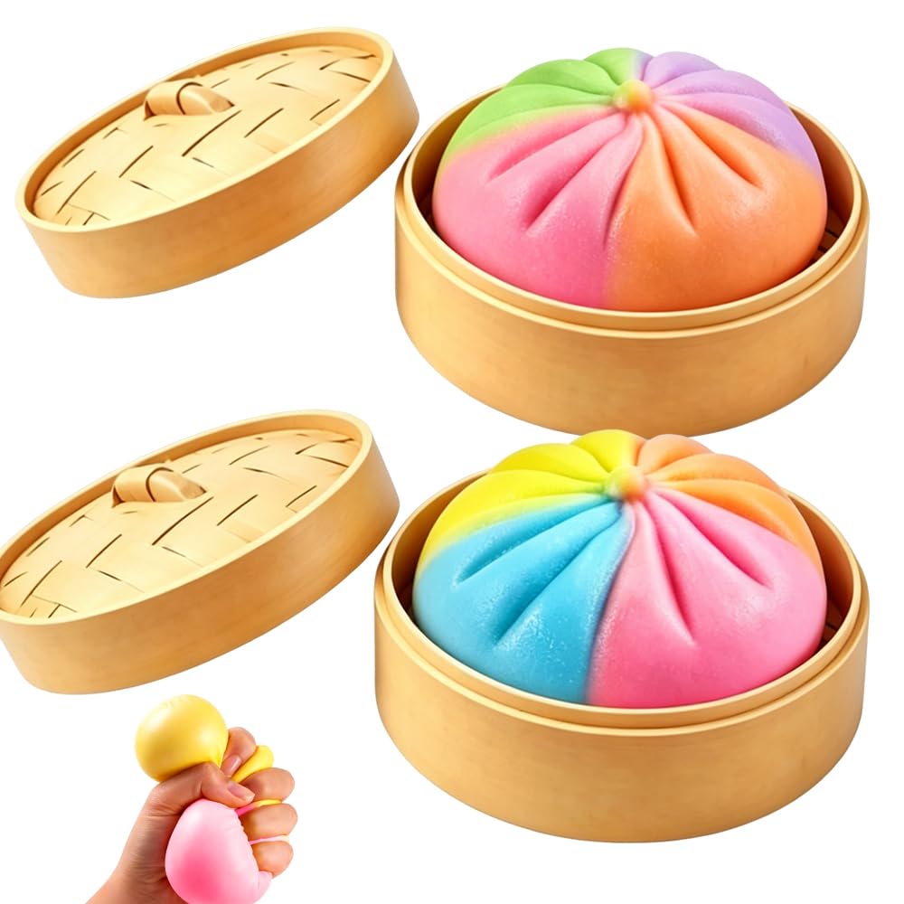 2PCS Dumpling Squishies Toy, Giant Dumplings Stress Balls, Soft Squeeze Toy for Adults Ages 14+ , Bao Slow Rising Squishy, Bao Fidget Stress Relief Ball, Fidget Sensory Toys Anxiety Relief-7