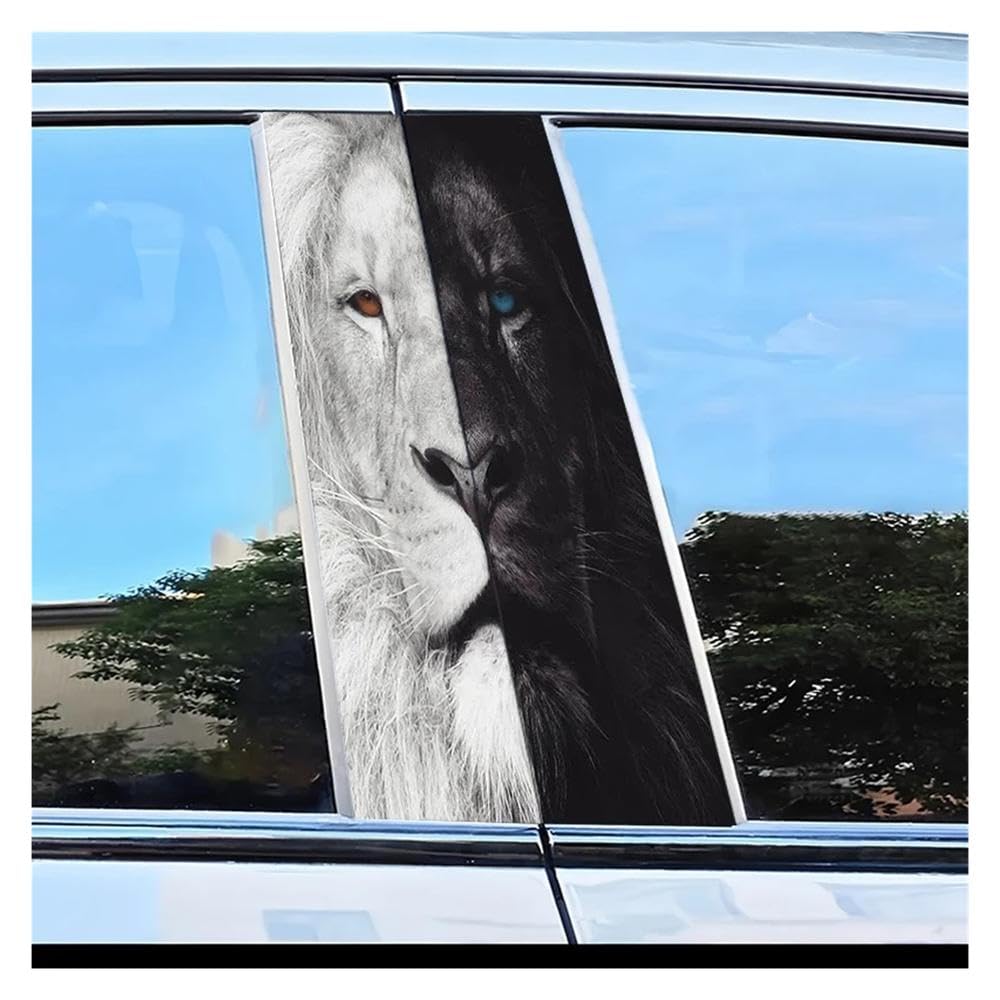 Dabhuoc One Color Car Parts 2Pcs Car Door Post Decals Lion Face Pattern Scratch Resistant Film