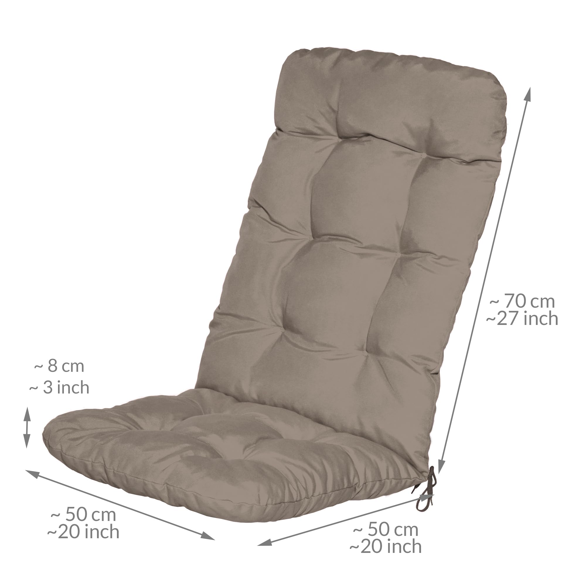 Beautissu Set de 4 Cojines sillas Jardin Flair HL - Cojín para sillas de terraza o Cojines Exterior con Respaldo Alto - 120x50x8 cm - Relleno de Copos de gomaespuma - Azul Paloma