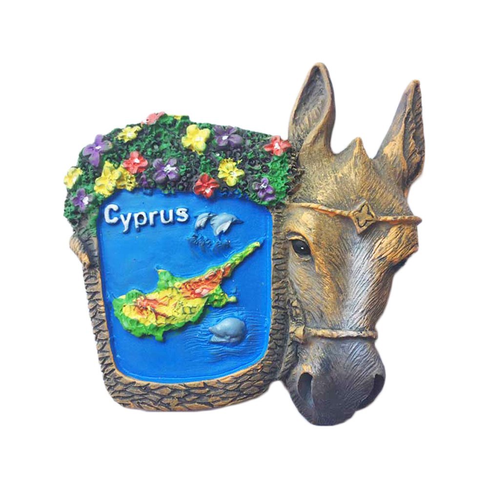 Wedarego Blue Wedare Donkey Cyprus 3D Refrigerator Magnet Travel Souvenirs,Hand-Made Resin Home Decoration Cyprus Fridge Magnet