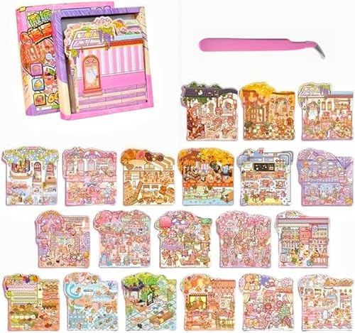 Libro da collezione di adesivi 3D per adulti, bambini e ragazze, set di adesivi fai da te per adulti, fai da te per adulti, crea i tuoi adesivi isometrici per casa, sollievo dallo stress pass The Time