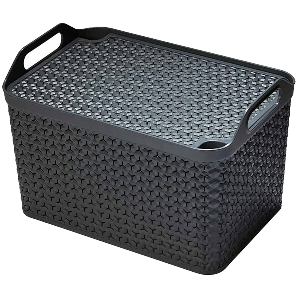 Fixtures Charcoal Grey Small Handy Basket With Lid