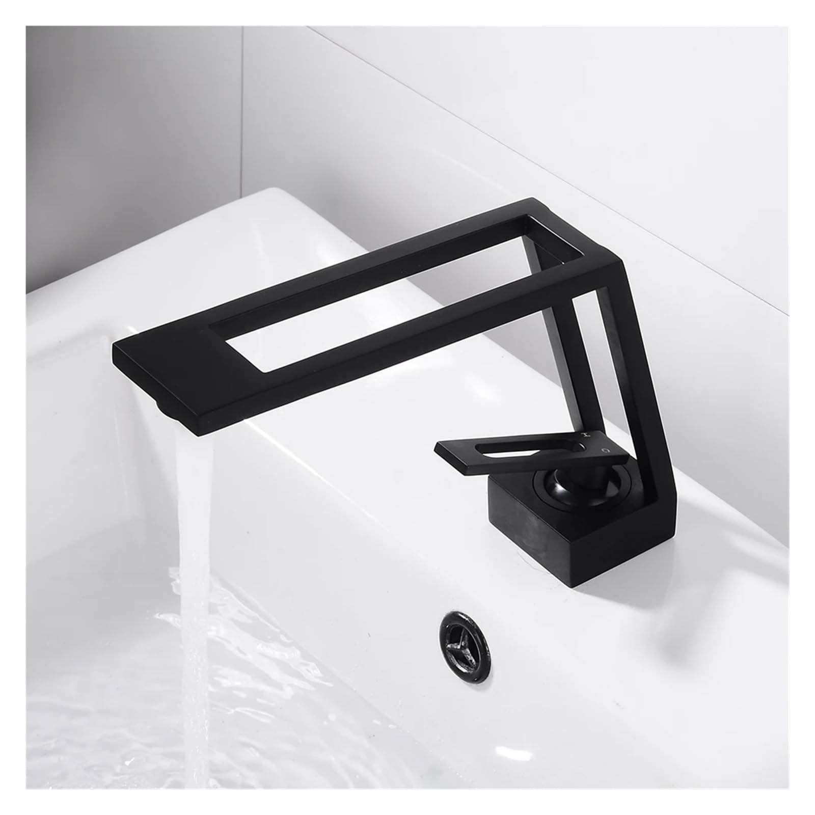 Baterie kuchenne, Bateria umywalkowa łazienkowa zlewozmywakowa zimnej i ciepłej wody, pojedynczy uchwyt, montowany na blacie, czarny kran(A111 white-chrome)