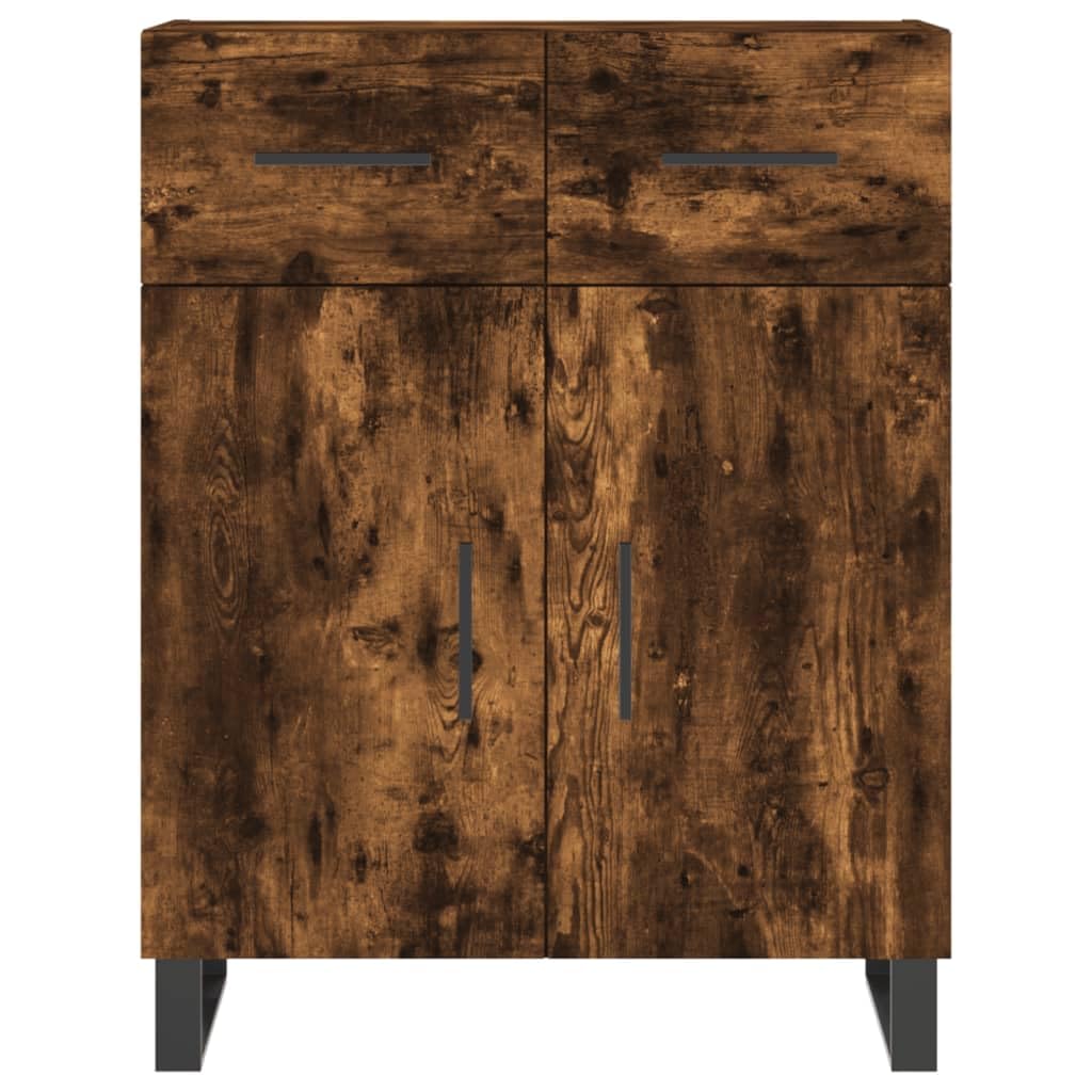 Homgoday Aparador Alto, Vitrina de Cristal, Vitrina Salón, Mueble de Salón, Aparador Comedor, Aparador Cocina, Estantería Oficina Madera contrachapada Roble Ahumado 69,5x34x180 cm