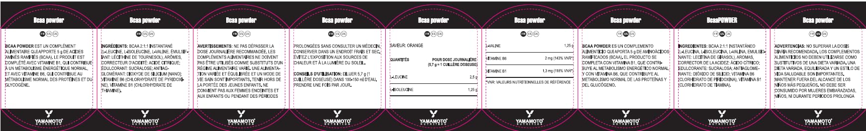 YAMAMOTO NUTRITION BCAA 2:1:1 300 gr, Integratore Alimentare di Aminoacidi Ramificati Fermentati con Vitamina B1 e B6, Integratore per Sportivi BCAA POWDER, Gusto Arancia