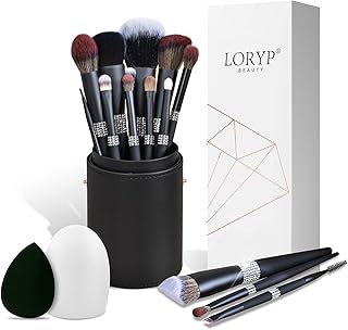 LORYP Juego de 15 brochas de maquillaje profesional de cristal con purpurina, juego de brochas de maquillaje de diamantes ...