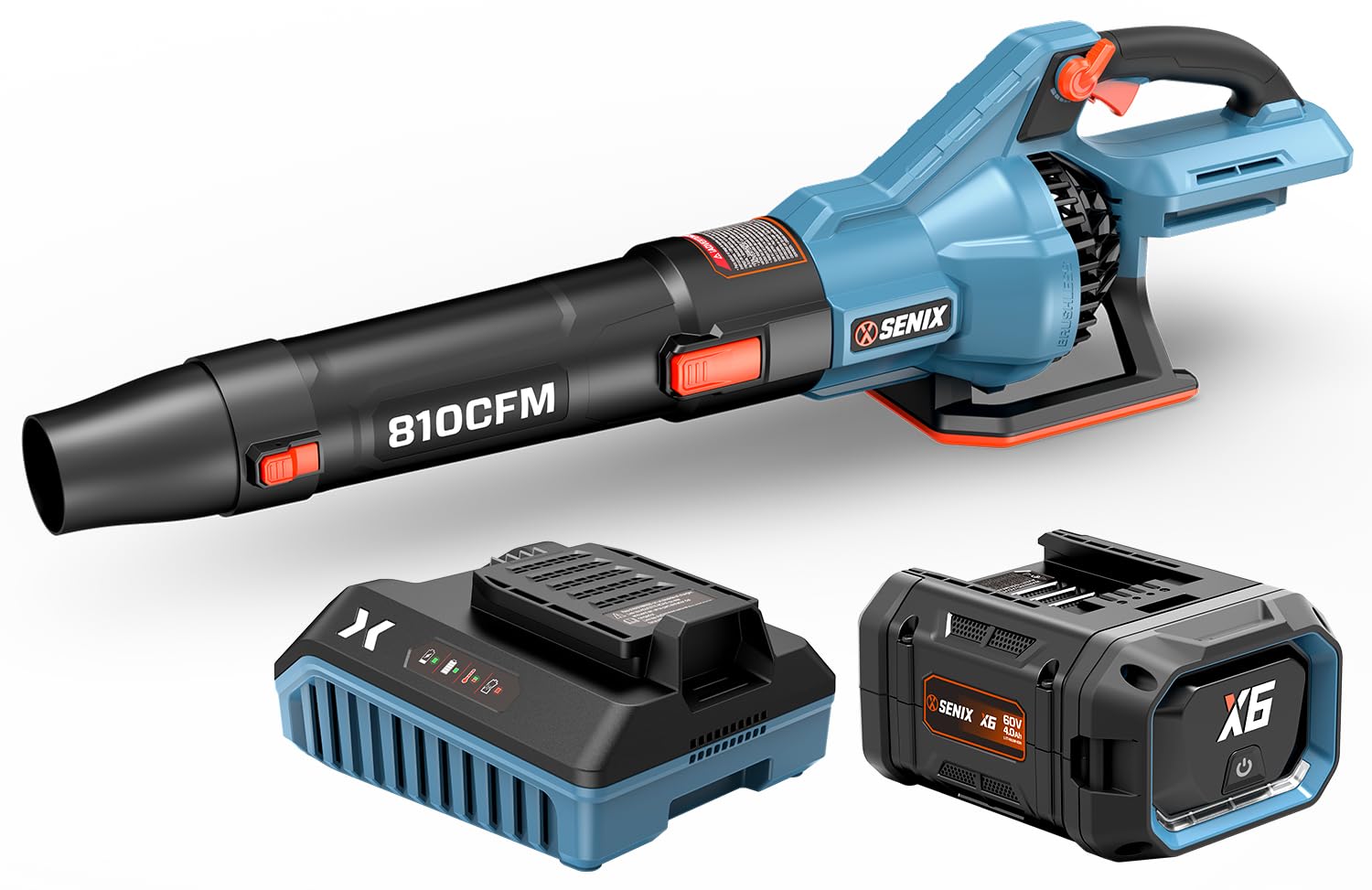 60V Cordless Leaf Blower, 810 CFM & 170 MPH for Powerful Yard Cleaning, Includes 4.0Ah Battery & Charger, Features Brushless Motor, Variable Speed and Cruise Control, Ideal for Lawns and Leaf Blowing