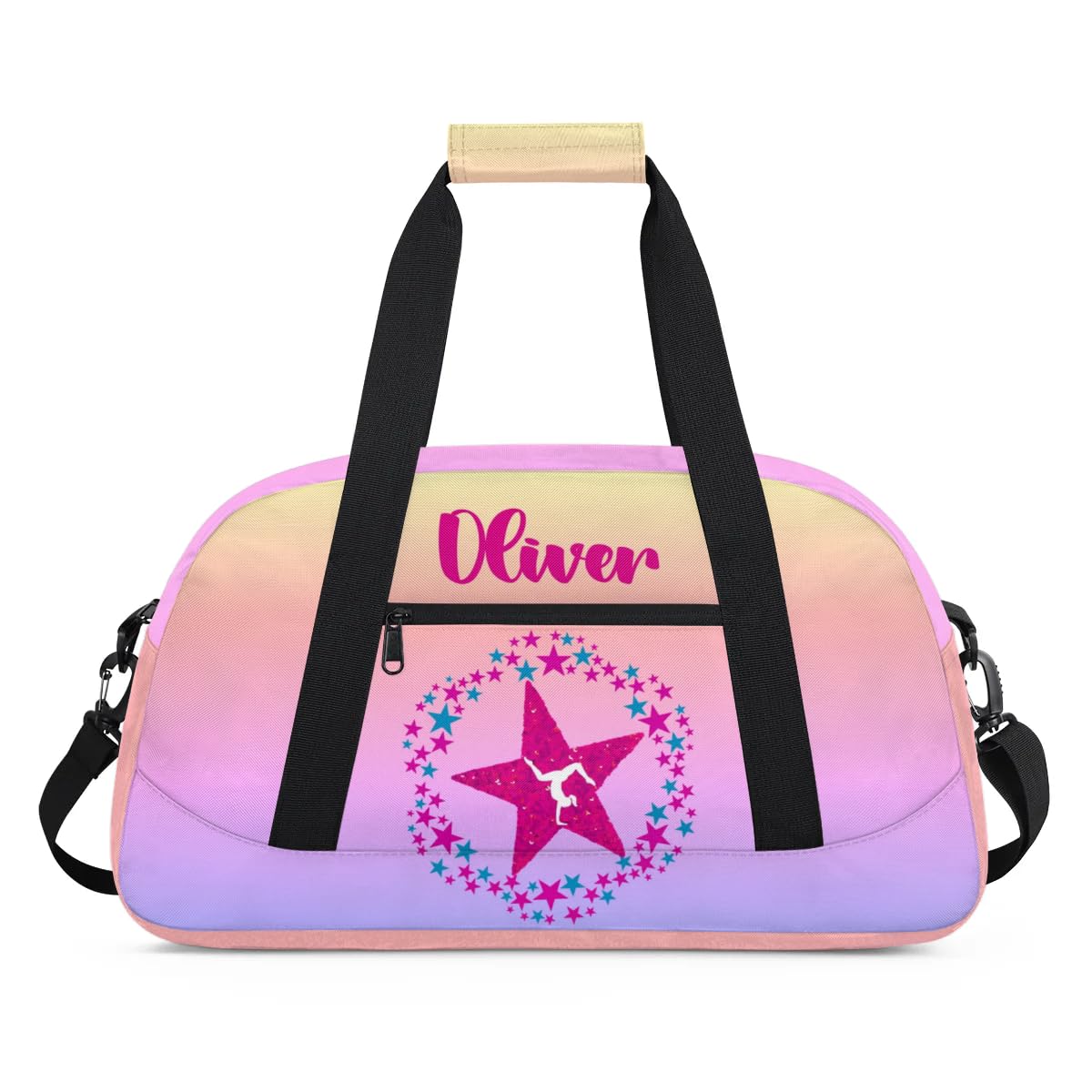 Custom Dance Bag Gymnastics Bag for Girl, Personalized Duffel Bag Sport Gym Bag Carry On Weekender Travel Bag Gift for Girl Gymnastics Blue Purple