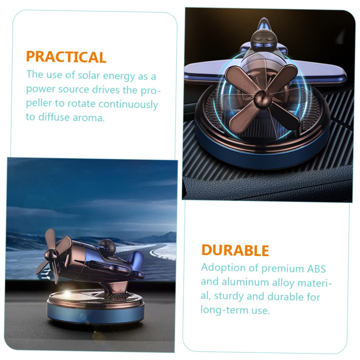 SOLUSTRE 2pezzi Decorazione Auto Con Diffusore Aromatico Solare Accessorio Per Interni Auto Purificatore Aria e Ornamento Design Innovativo Per Fresco e Profumato
