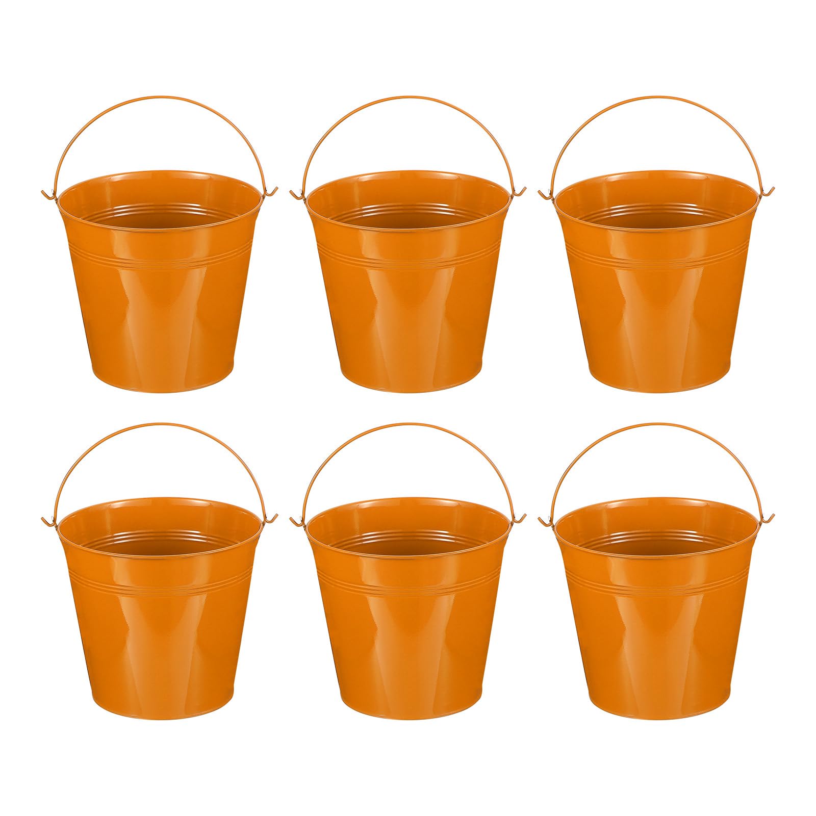 PATIKIL 7"x6.4" Small Metal Buckets with Handle, 6 Pcs Mini Galvanized Bucket Colorful Easter Buckets for Crafts Party Favors Decoration, Orange โ image 1