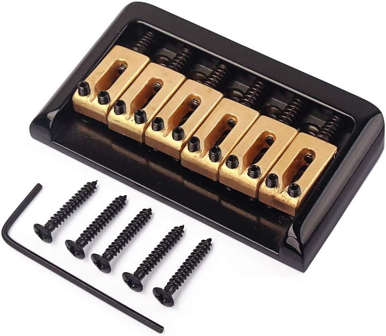 Electric Guitar Bridge Fixed Hardtail Bridge with Brass Saddle for Electric Guitar Replacement Part Chrome