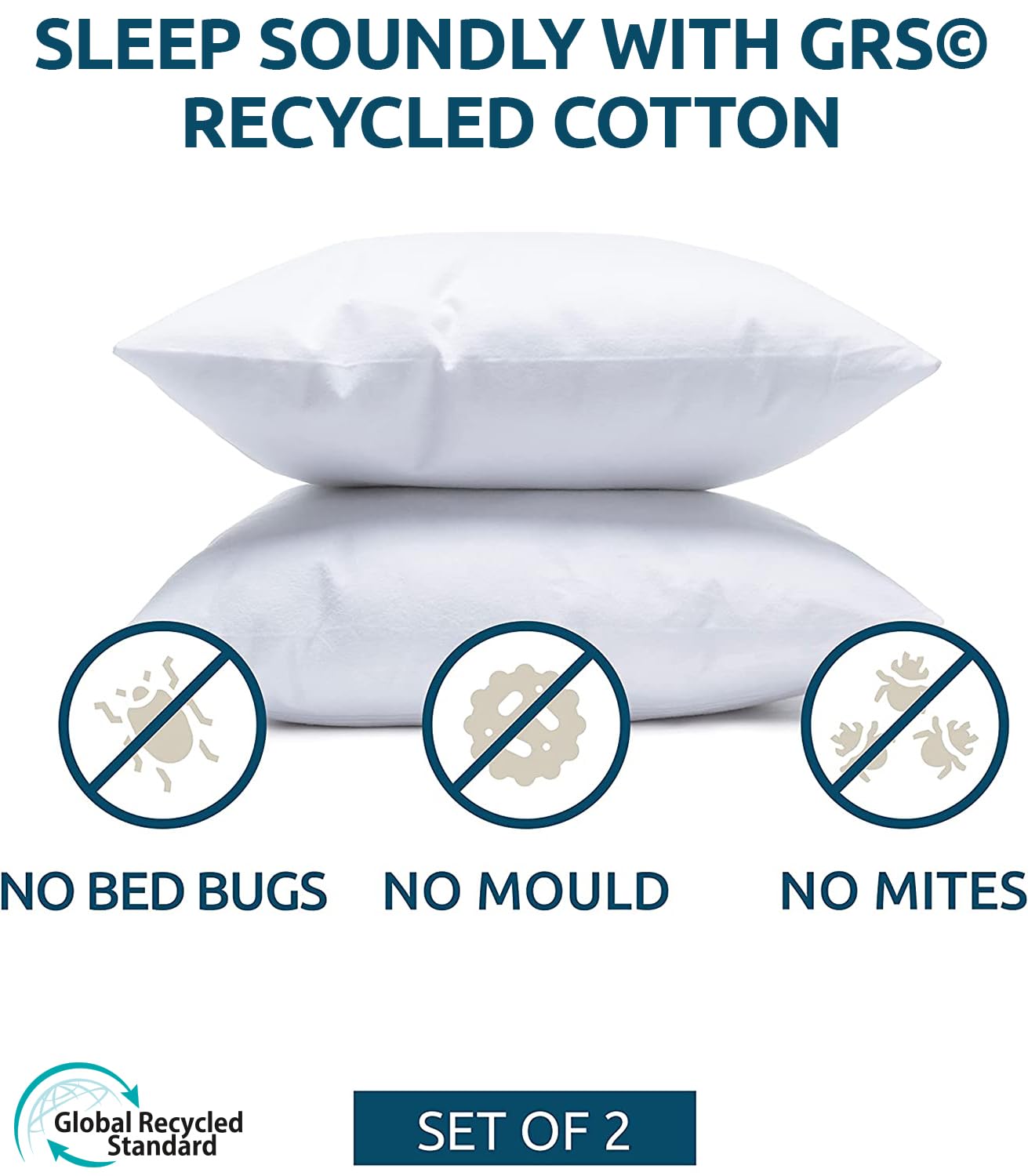 SLEEPZEN Waterproof Pillow Protector 80x80 cm (Set of 2), 100% Cotton, Breathable, Soft and Silent Pillow Protectors - Image 3