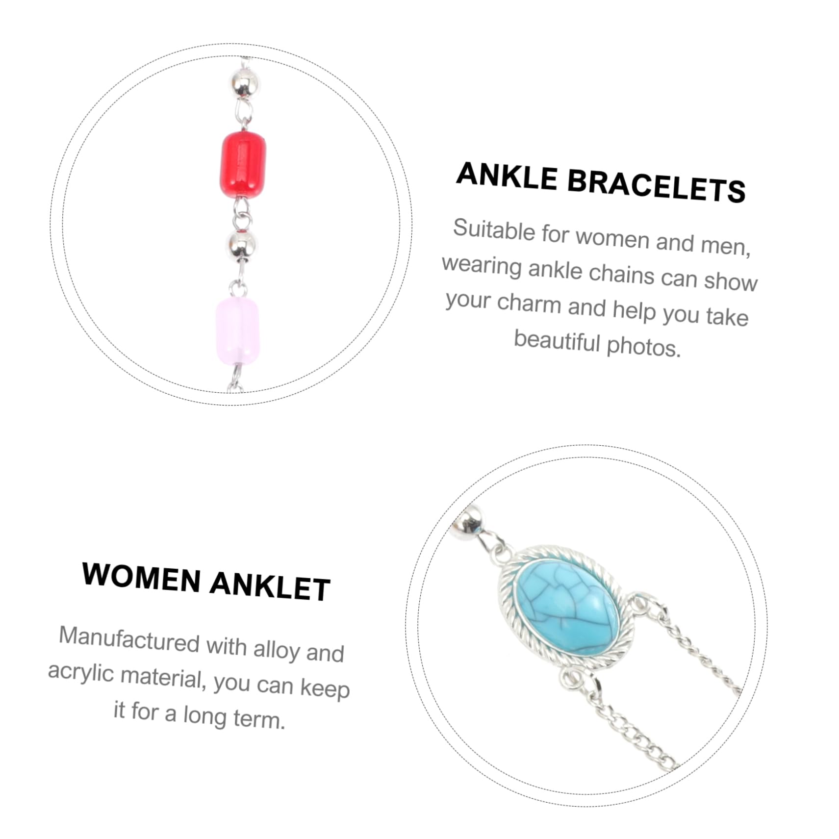 BESPORTBLE Tobilleras De Cadena Para Mujer Tobilleras Con Cuentas Tobilleras De Verano Tobilleras Playeras Tobilleras De Verano Tobilleras De Aleación