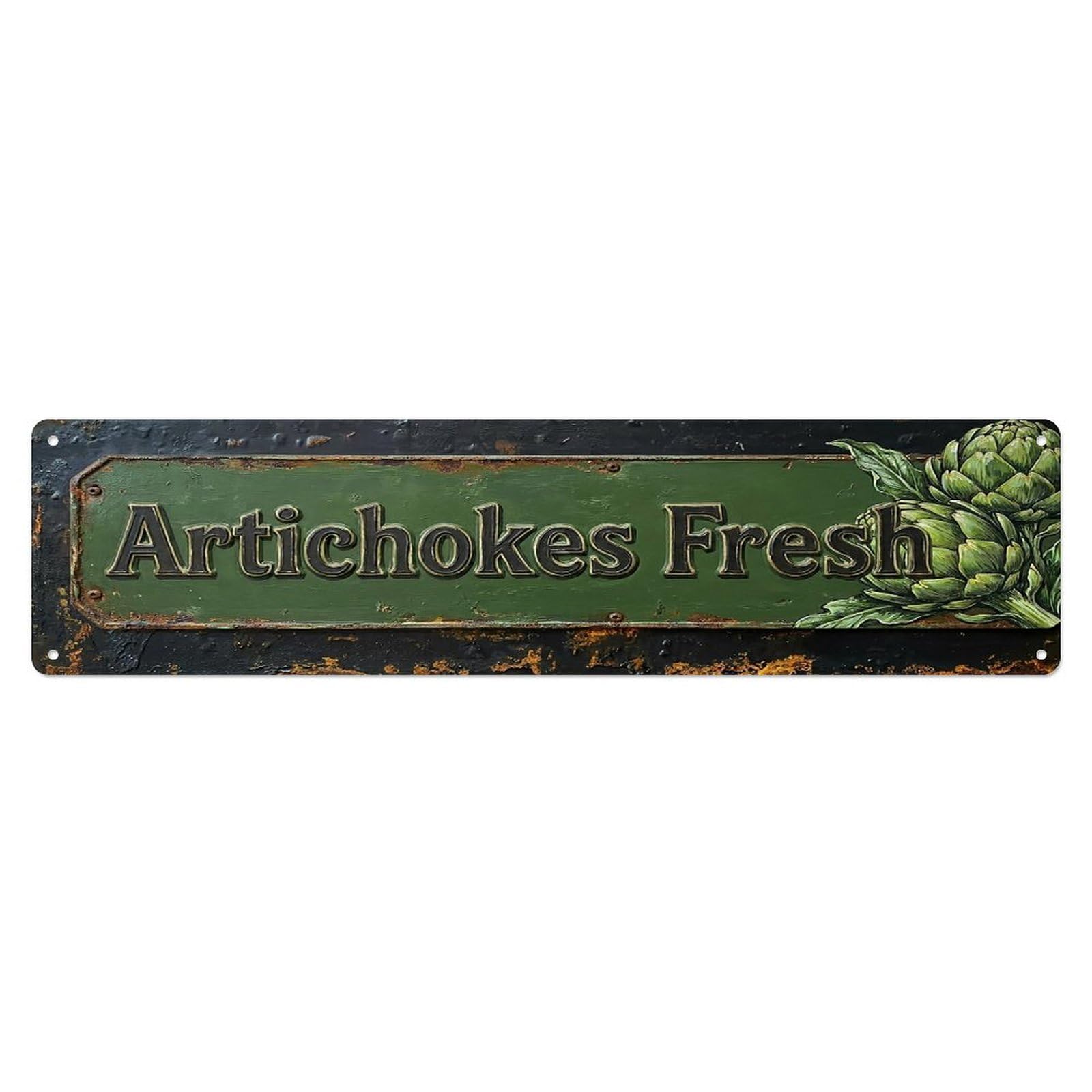 Vintage Artichokes Fresh Tender Farmhouse Metal Tin Sign