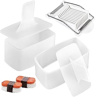 Spam Musubi Mold, Musubi Maker Press 2 Pack with Luncheon Meat Slicer and Rice Paddle - Create Authentic Hawaiian Musubi at Home Non-Stick, The Musubi Mold is Used in Hawaii Restaurants !