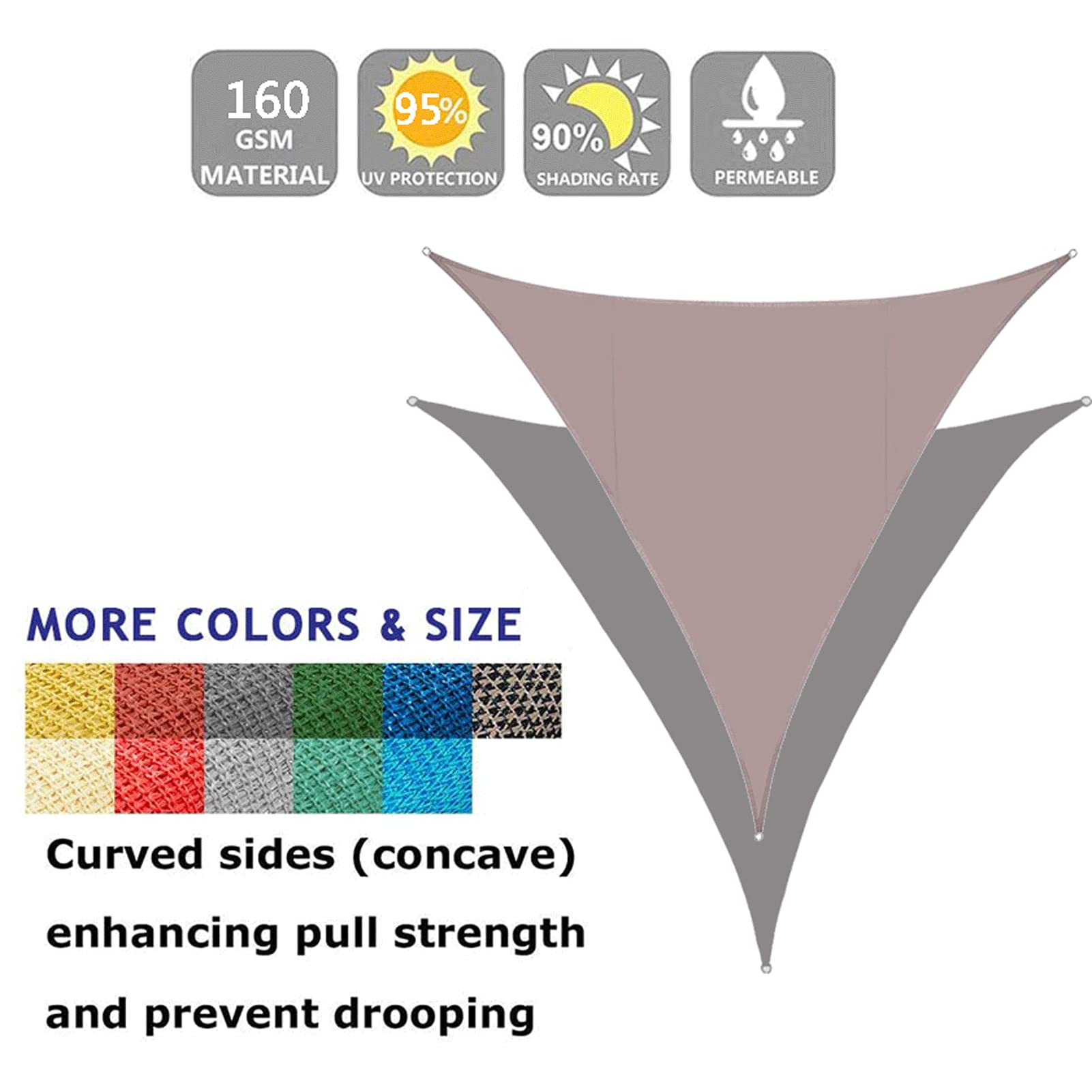 LYGBAOFUL Vela Parasole Triangolare per Posto Auto Coperto per Piscina, Patio, Giardino Esterno - Tessuto Impermeabile con Protezione UV (Khaki 13x13x13 ft)