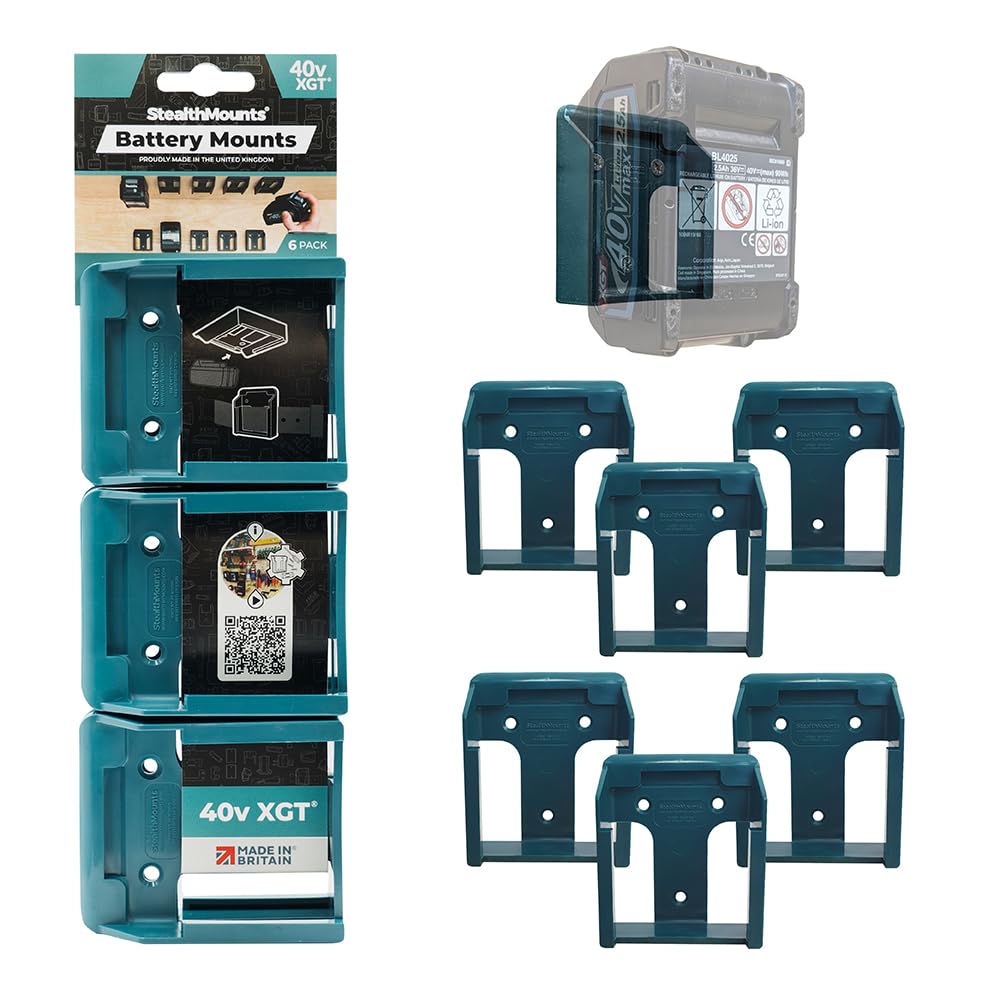 Stealthmounts Blue Stealth Mounts Battery Holders Compatible With Makita 40V Xgt | Cordless Battery Mount Power Tools | 6 Pack | Battery Organizers