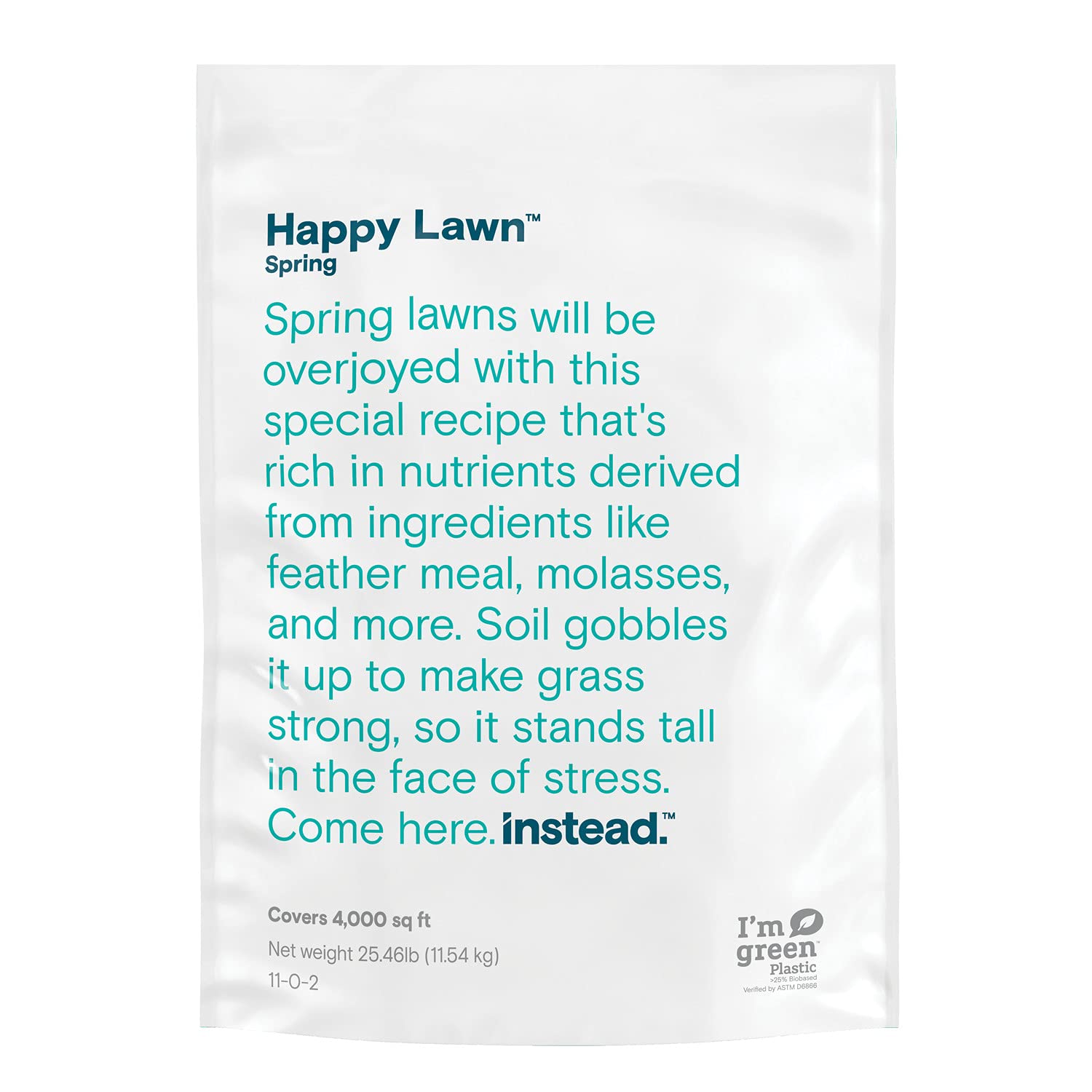instead Happy Lawn Natural Spring Fertilizer for Spring Grass, 25.46 lbs., Coverage Up to 4,000 Sq. Ft. (1 Bag)
