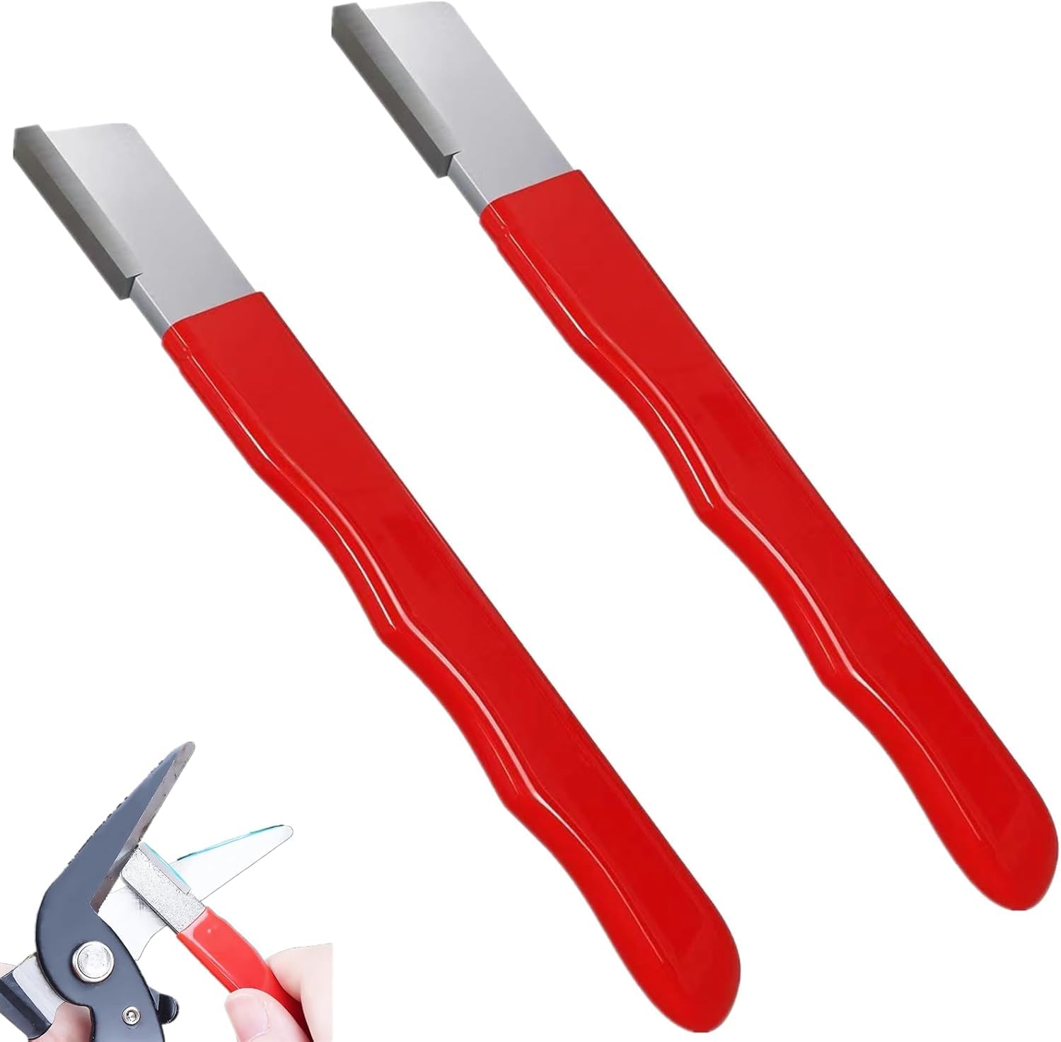 Portable Multi-Tool Sharpener for Lawn Mowers, Garden Tools, Knives, and Scissors - Quick Sharpening Device for Axes, Pruners, Hedge Shears - 2PCS Red Carbide Sharpeners for Home & Outdoor Use