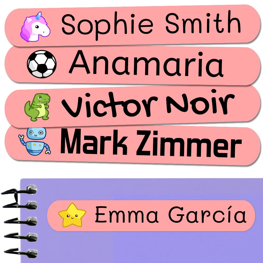 500 Personalized Name Stickers for Children. Adhesive Labels for School, Kindergarten, Books, Toys, and Tupperware. Waterproof Labels Measuring 2.3 x 0.4 in