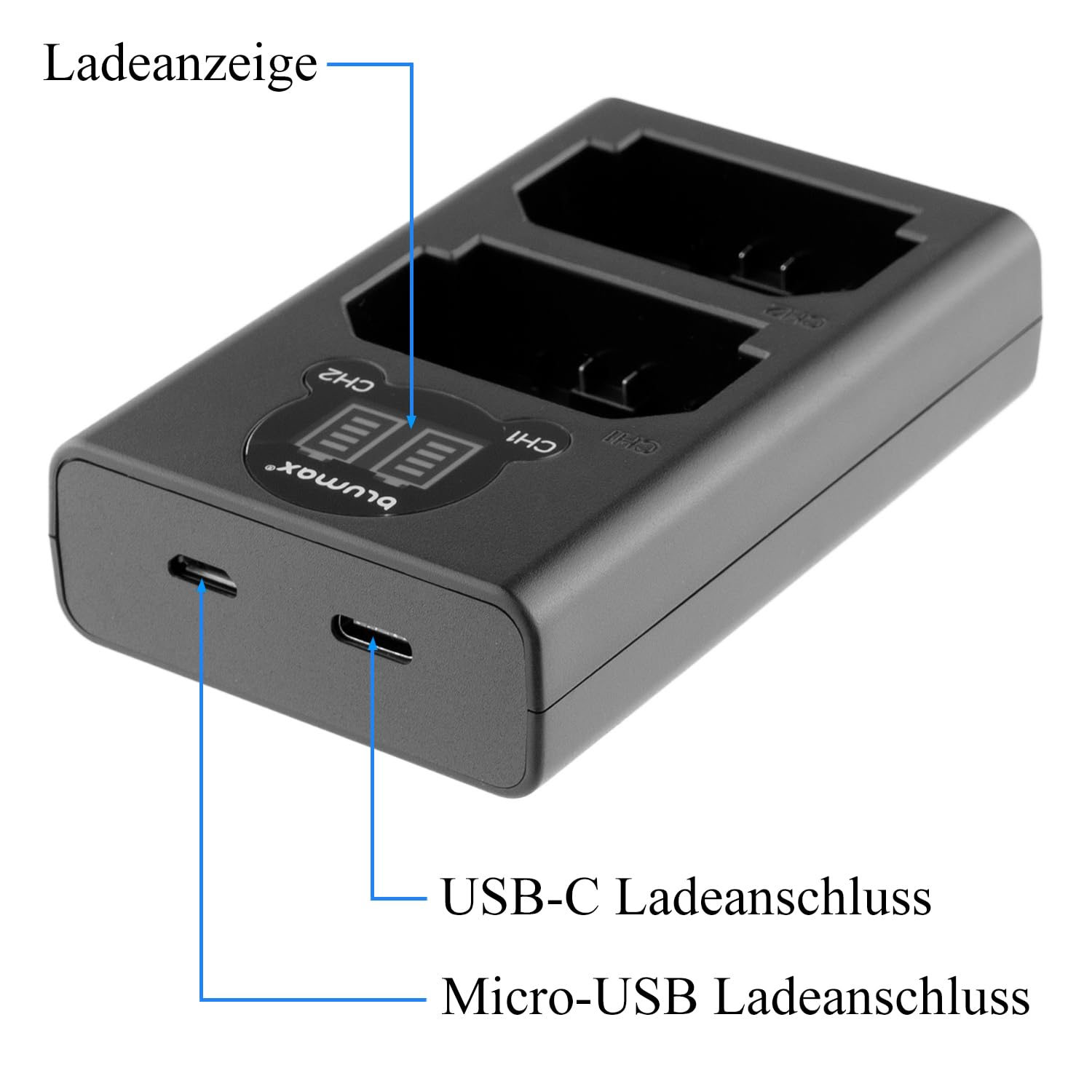 Blumax Batterie 1025mAh Chargeur Compatible avec Panasonic DMW-BLG10