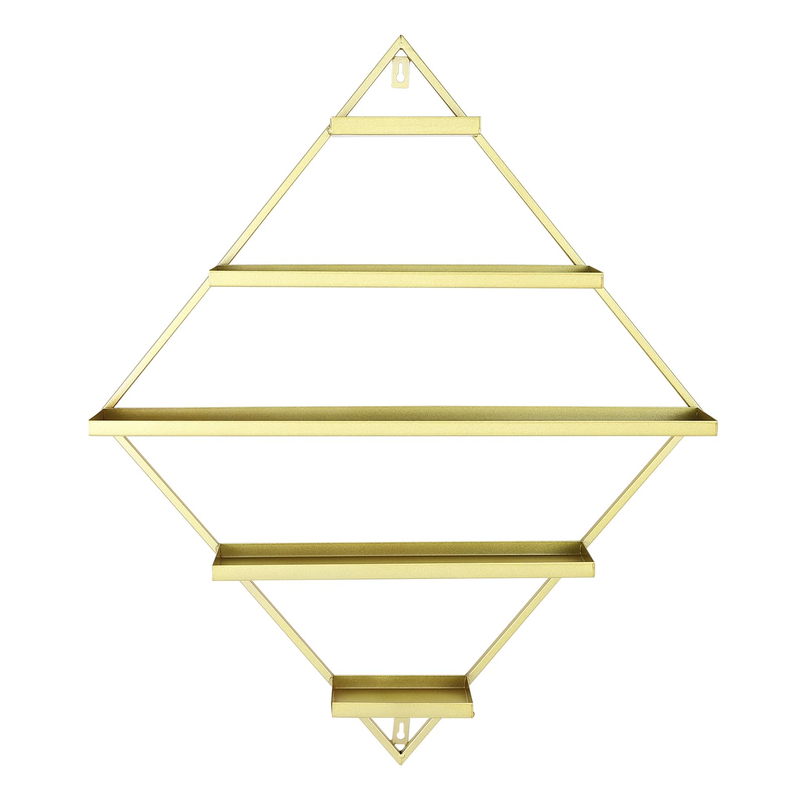 Wandregal Gold 4-teilig, Nagellackregal aus Metall 5-stufig Rhombus-Design, Goldenes Wandregal für Nagellack Aufbewahrung, Kosmetik & Parfüm – Eisen Dreieck Display Set (Gold)
