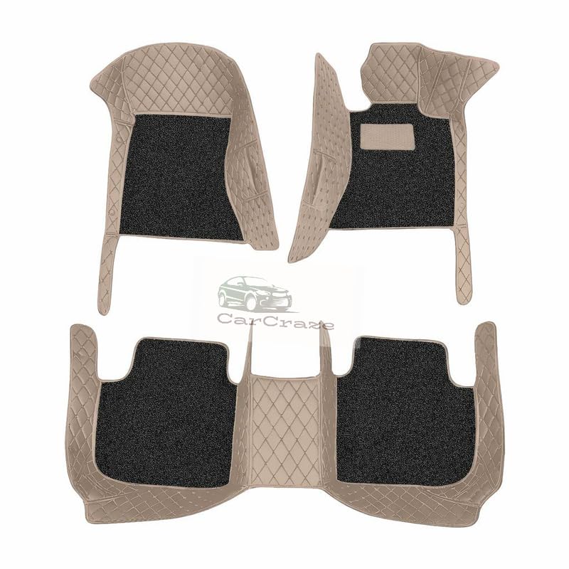 Image of 7D Car Foot Mat for Renault Capture | Beige with Black