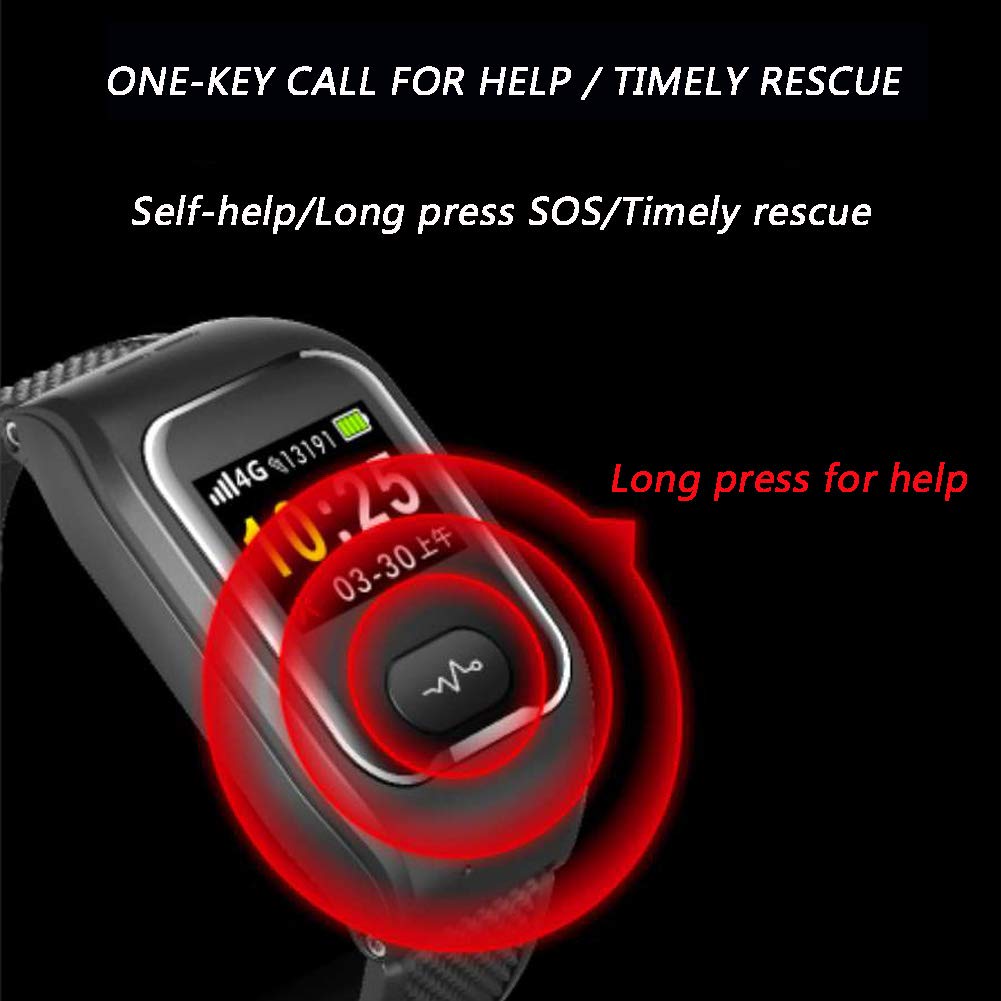 RSGK Zegarek lokalizujący GPS, dla osób starszych i dzieci, czujnik tętna, monitor fitness, wodoszczelność IP66, dwukierunkowe połączenia głosowe, pomoc w obsłudze SOS-EIN