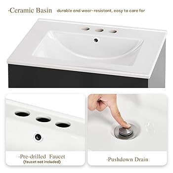 YITAHOME 24 Inch Bathroom Vanity with Sink, Bathroom Cabinet