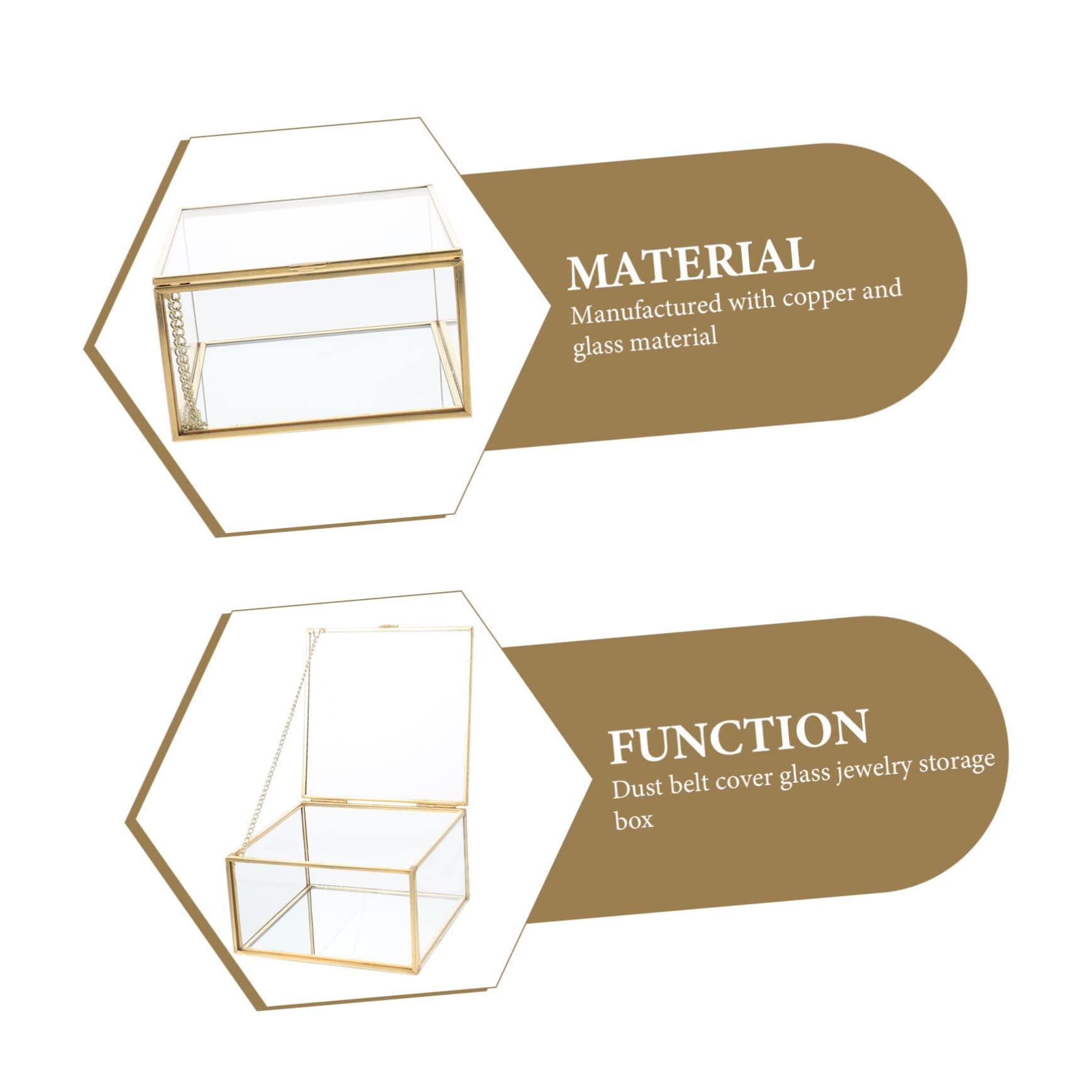 Caja de Almacenamiento Organizador Fácil de Transportar Tapa de Vidrio Dorado para Joyas Espacio para Uso Personal Viaje
