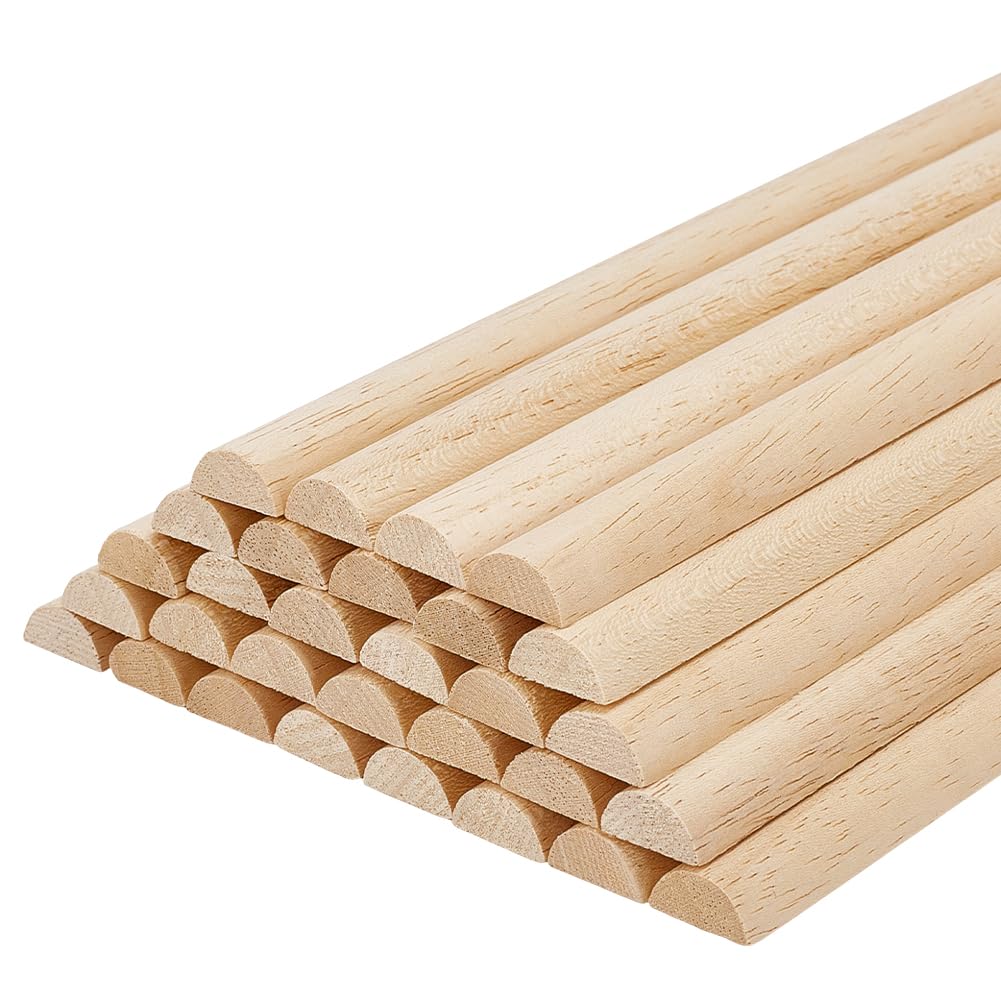 OLYCRAFT 30Pcs 40.2cm Half Round Dowel Rods 13.5x6.5mm Wooden Dowel Rods Unfinished Wood Craft Sticks Half Round Craft Sticks Arch Wood Dowels Rod for Braiding Tapestry DIY Crafts Building Model