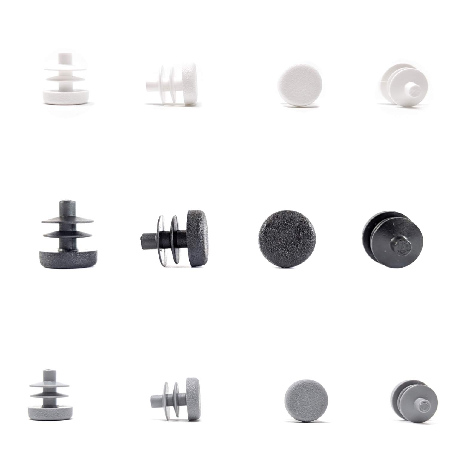 Round Tube Inserts End Caps, Varierty of Sizes in Black, White or Grey - Made in Germany (Please See Diagram Before Ordering) 12mm, Grey, Pack of 16