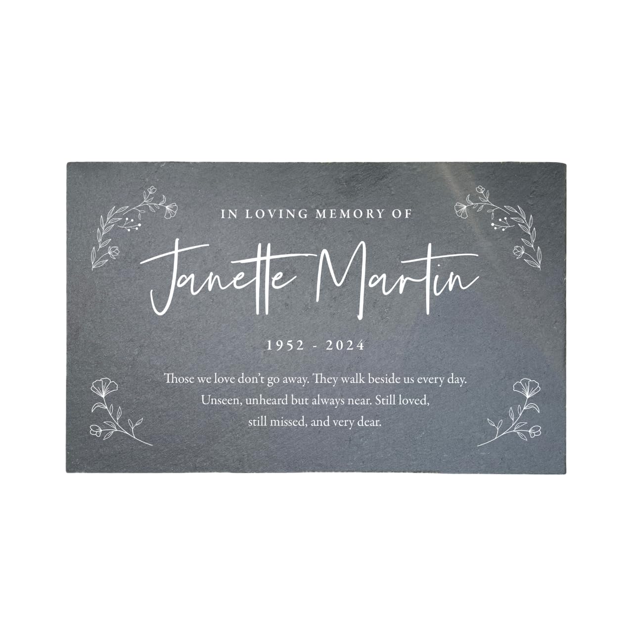 Personalised Wreath Memorial Slate Grave Marker - Custom Message | Sympathy Gift, Remembrance | 25cm x 15cm