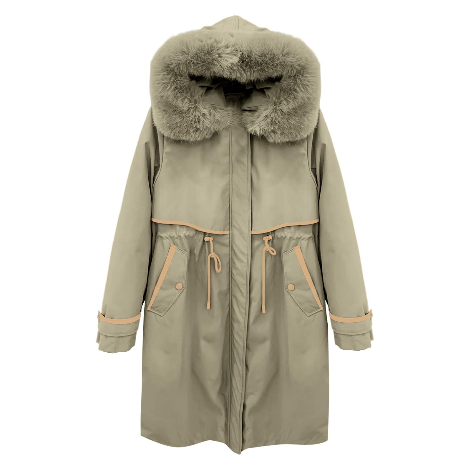 Abrigo Largo Mujer Invierno Plumas Chaqueta Acolchada a Prueba de Viento con Bolsillos Talla Grande Cálido Chaqueta Algodón de Invierno con Capucha Gruesa Elegantes Parkas Moda Caliente Cortavientos